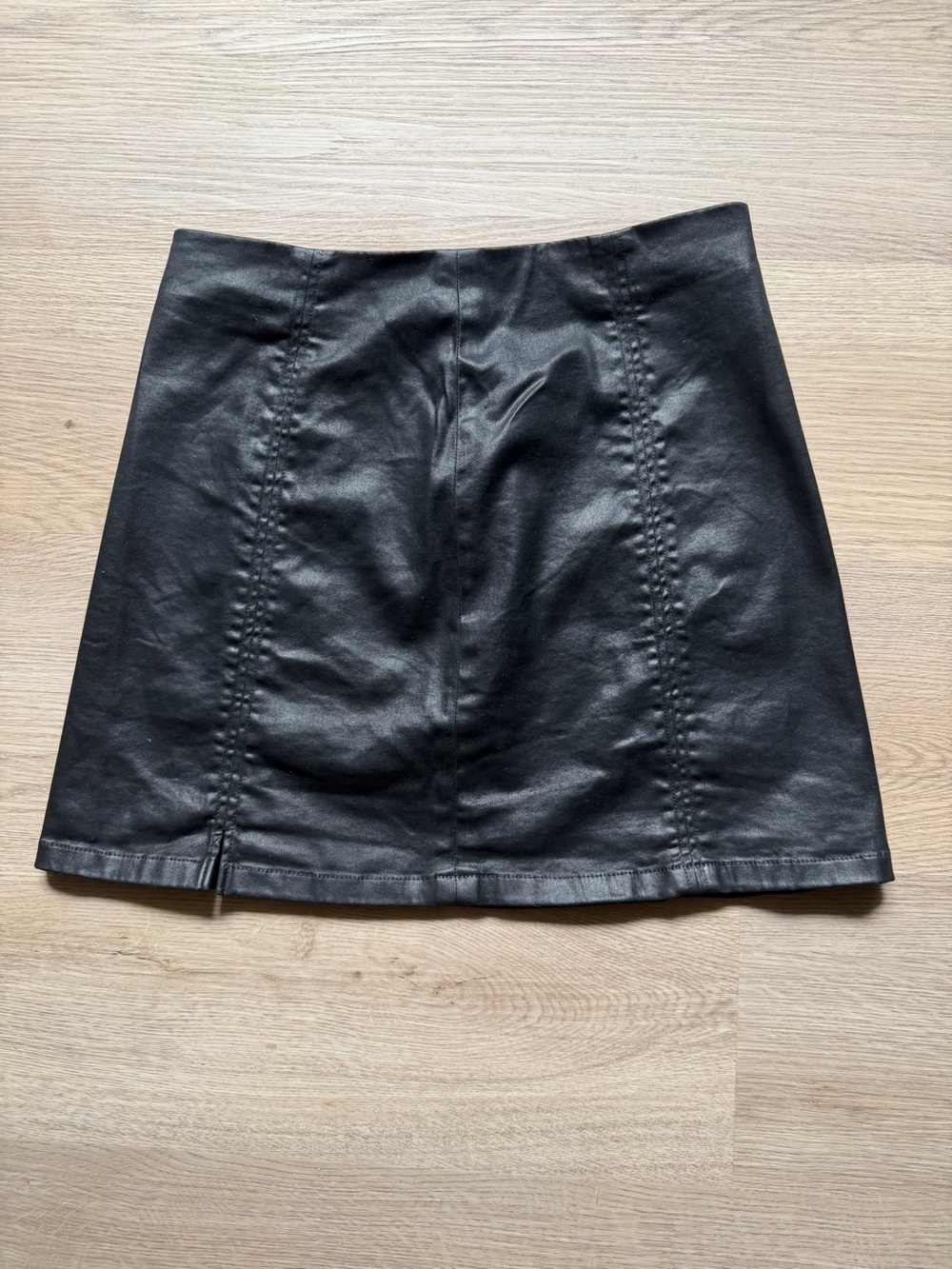 AG Adriano Goldschmied - the Adaline Black Faux Leather A-Line Mini Skirt